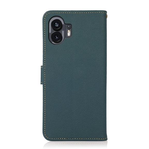 For Nothing Phone 2 KHAZNEH Custer Genuine Leather RFID Phone Case(Green)