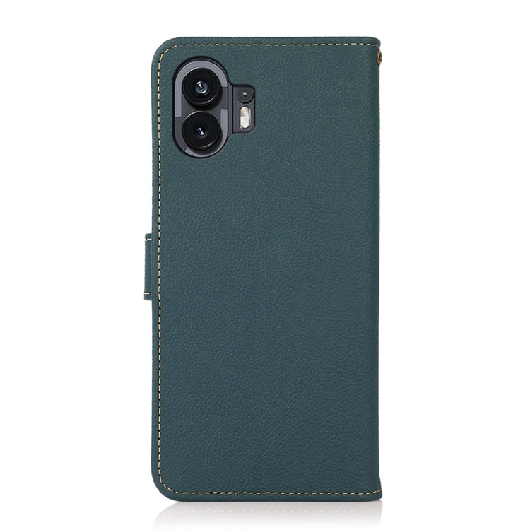 For Nothing Phone 2 KHAZNEH Custer Genuine Leather RFID Phone Case(Green)