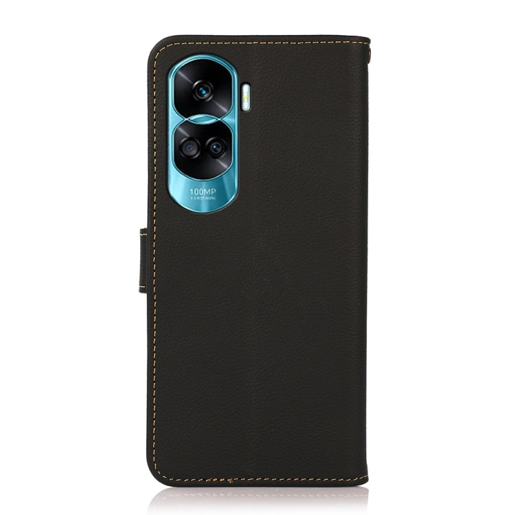 For Honor X50i 5G/90 Lite KHAZNEH Custer Genuine Leather RFID Phone Case(Black)