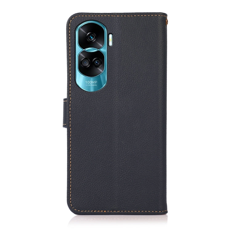 For Honor X50i 5G/90 Lite KHAZNEH Custer Genuine Leather RFID Phone Case(Blue)