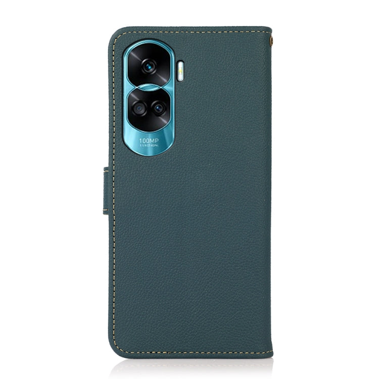 For Honor X50i 5G/90 Lite KHAZNEH Custer Genuine Leather RFID Phone Case(Green)