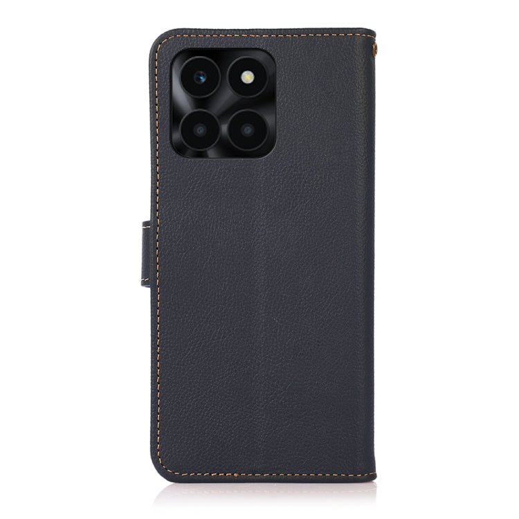 For Honor X6A KHAZNEH Custer Genuine Leather RFID Phone Case(Blue)