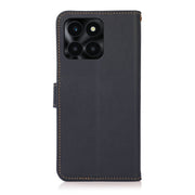 For Honor X6A KHAZNEH Custer Genuine Leather RFID Phone Case(Blue)