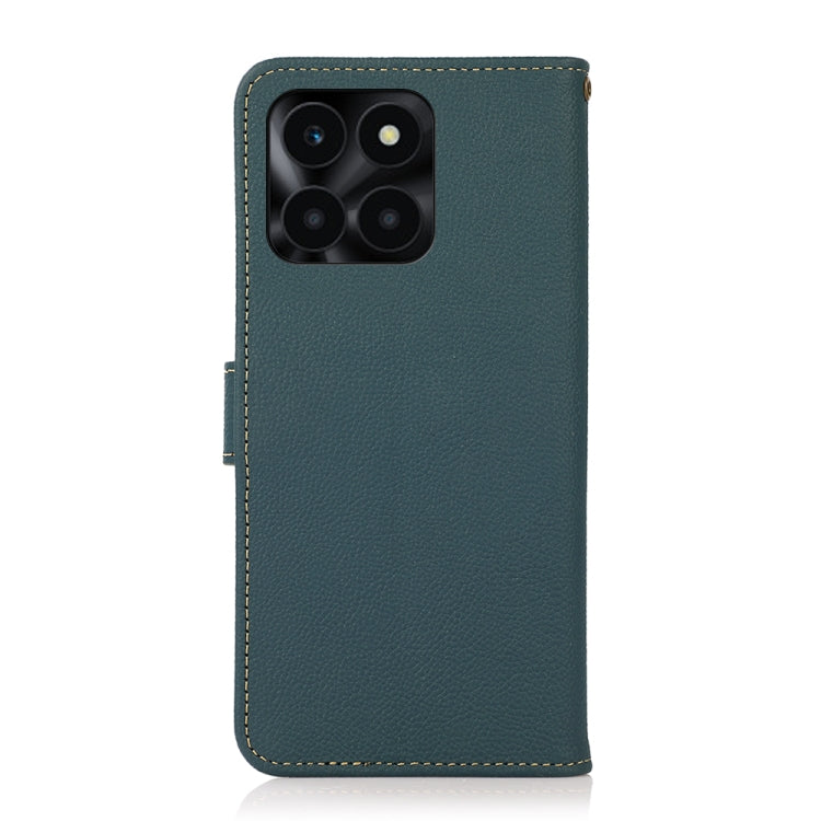 For Honor X6A KHAZNEH Custer Genuine Leather RFID Phone Case(Green)