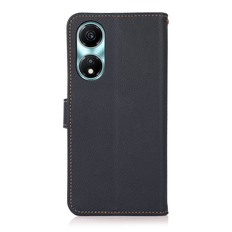 For Honor X5 Plus KHAZNEH Custer Genuine Leather RFID Phone Case(Blue)
