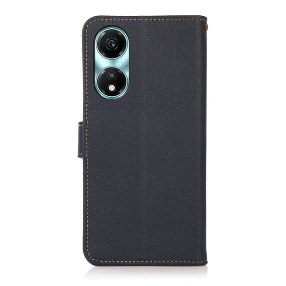 For Honor X5 Plus KHAZNEH Custer Genuine Leather RFID Phone Case(Blue)