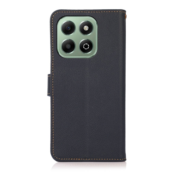 For Honor X6b KHAZNEH Custer Genuine Leather RFID Phone Case(Blue)
