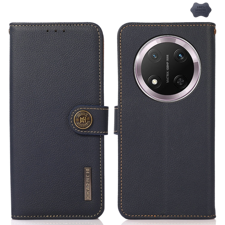 For Honor X9c KHAZNEH Custer Genuine Leather RFID Phone Case(Blue)