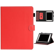 For 10 inch Universal Solid Color Horizontal Flip Leather Case with Card Slots & Holder & Pen Slot(Red)