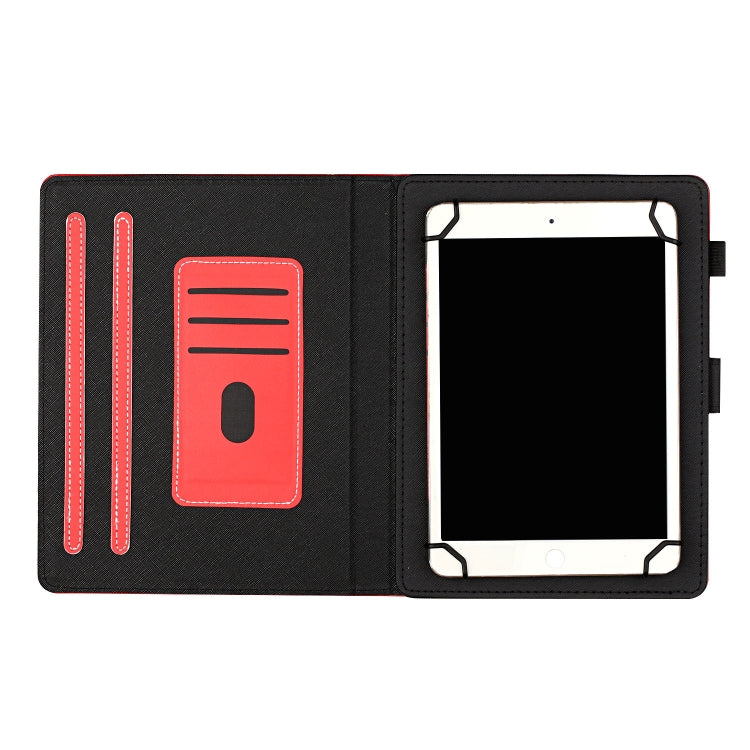 For 10 inch Universal Solid Color Horizontal Flip Leather Case with Card Slots & Holder & Pen Slot(Red)