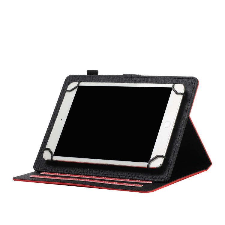 For 10 inch Universal Solid Color Horizontal Flip Leather Case with Card Slots & Holder & Pen Slot(Red)