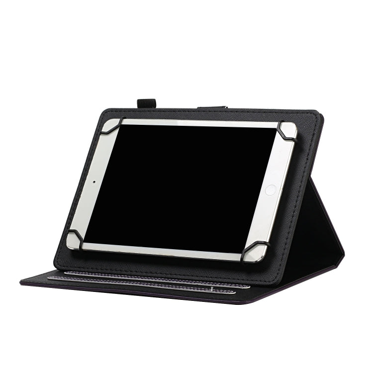 For 10 inch Universal Solid Color Horizontal Flip Leather Case with Card Slots & Holder & Pen Slot(Purple)
