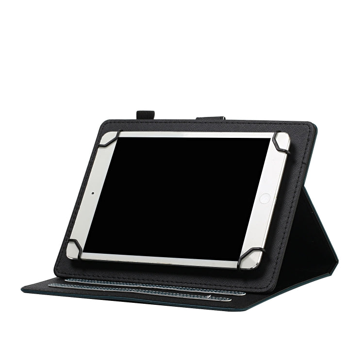 For 10 inch Universal Solid Color Horizontal Flip Leather Case with Card Slots & Holder & Pen Slot(Dark Green)