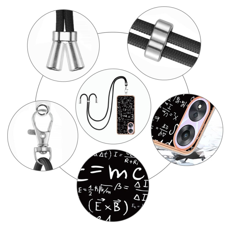 For OPPO A78 / A58 Electroplating Dual-side IMD Phone Case with Lanyard(Equation)