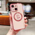 For iPhone 15 Plus Electroplate Side Roses Flower MagSafe Phone Case(Pink) - iPhone 15 Plus Cases by PMC TechLife | Online Shopping South Africa | PMC TechLife