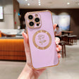 For iPhone 14 Pro Electroplate Side Roses Flower MagSafe Phone Case(Purple) - iPhone 14 Pro Cases by PMC TechLife | Online Shopping South Africa | PMC TechLife