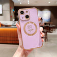 For iPhone 14 Plus Electroplate Side Roses Flower MagSafe Phone Case(Purple) - iPhone 14 Plus Cases by PMC TechLife | Online Shopping South Africa | PMC TechLife