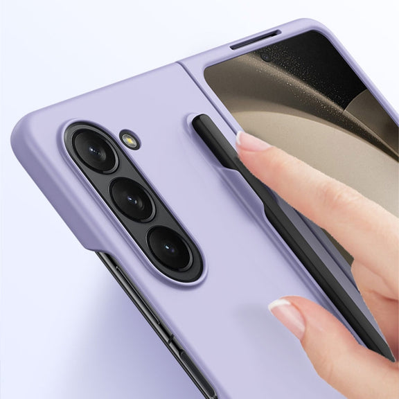 For Samsung Galaxy Z Fold5 Skin Feel PC Phone Case with Pen Slots, Not Included Pen(Purple)
