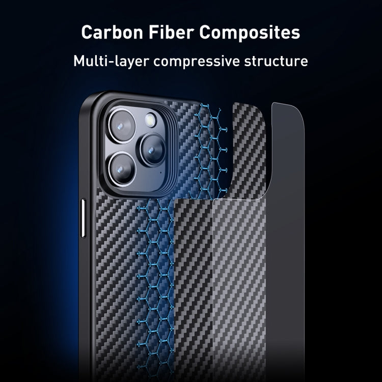 For iPhone 15 Pro wlons Magsafe Carbon Fiber Kevlar TPU Phone Case(Black)
