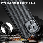 For iPhone 15 Pro wlons Magsafe Carbon Fiber Kevlar TPU Phone Case(Black)