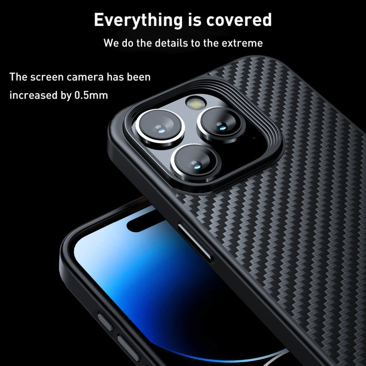For iPhone 15 Pro wlons Magsafe Carbon Fiber Kevlar TPU Phone Case(Black)