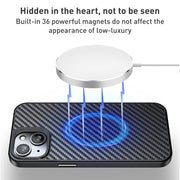 For iPhone 15 Plus wlons Magsafe Carbon Fiber Kevlar TPU Phone Case(Black)