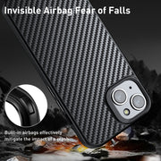 For iPhone 15 Plus wlons Magsafe Carbon Fiber Kevlar TPU Phone Case(Black)