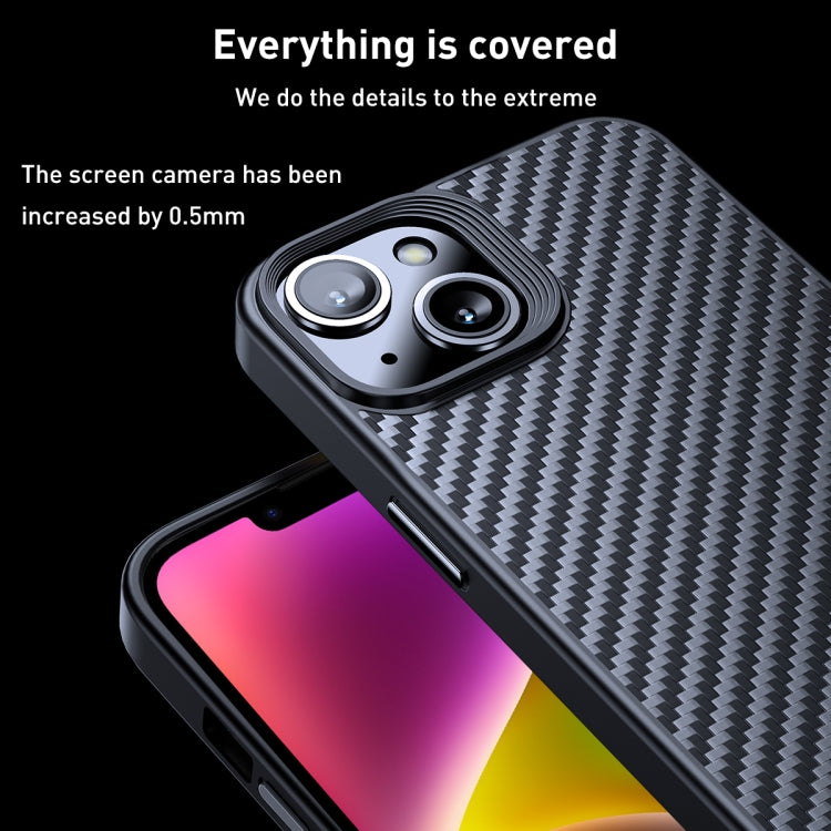 For iPhone 15 Plus wlons Magsafe Carbon Fiber Kevlar TPU Phone Case(Black)