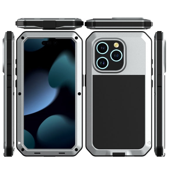 For iPhone 15 Pro Max Shockproof Life Water-resistant Dust-proof Metal + Silicone Phone Case(Silver)