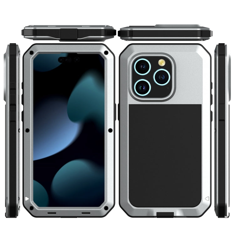 For iPhone 15 Pro Max Shockproof Life Water-resistant Dust-proof Metal + Silicone Phone Case(Silver)