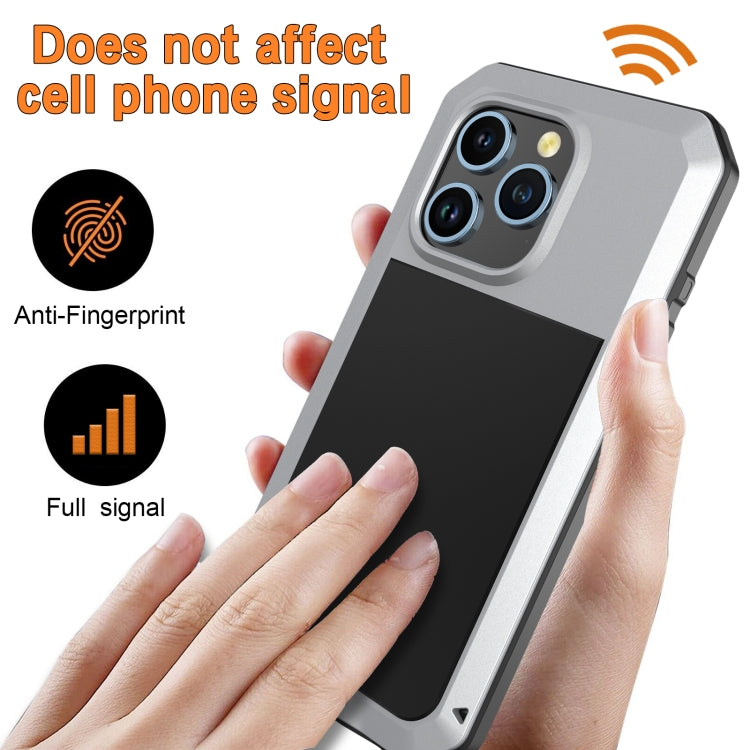 For iPhone 15 Pro Max Shockproof Life Water-resistant Dust-proof Metal + Silicone Phone Case(Silver)
