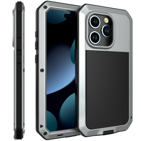 For iPhone 15 Pro Max Shockproof Life Water-resistant Dust-proof Metal + Silicone Phone Case(Silver)