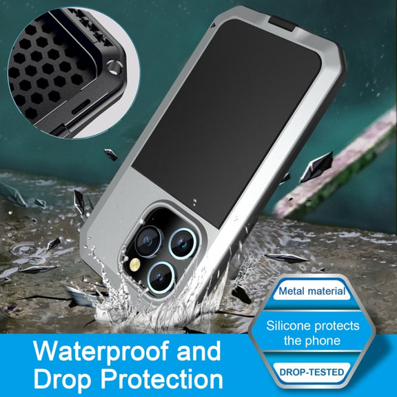 For iPhone 15 Pro Max Shockproof Life Water-resistant Dust-proof Metal + Silicone Phone Case(Silver)