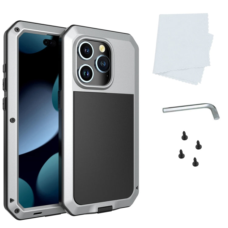 For iPhone 15 Pro Max Shockproof Life Water-resistant Dust-proof Metal + Silicone Phone Case(Silver)