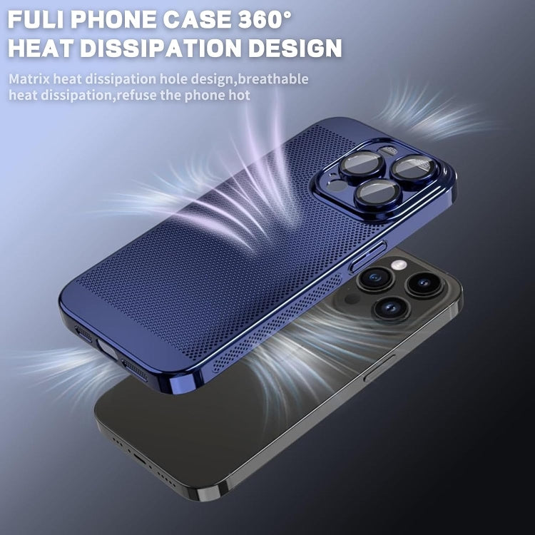 For iPhone 14 Fine Mesh Cooling Phone Case(Blue)