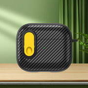 For AirPods 3 Carbon Fiber Texture Wireless Earphones Case with Security Lock(Yellow)