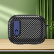 For AirPods Pro 2 Carbon Fiber Texture Wireless Earphones Case with Security Lock(Blue)