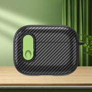 For AirPods Pro Carbon Fiber Texture Wireless Earphones Case with Security Lock(Green)