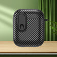 For AirPods 2 / 1 Carbon Fiber Texture Wireless Earphones Case with Security Lock(Black) - For AirPods 1/2 by PMC Jewellery | Online Shopping South Africa | PMC Jewellery | Buy Now Pay Later Mobicred