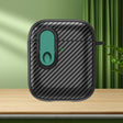 For AirPods 2 / 1 Carbon Fiber Texture Wireless Earphones Case with Security Lock(Dark Green) - For AirPods 1/2 by PMC Jewellery | Online Shopping South Africa | PMC Jewellery | Buy Now Pay Later Mobicred