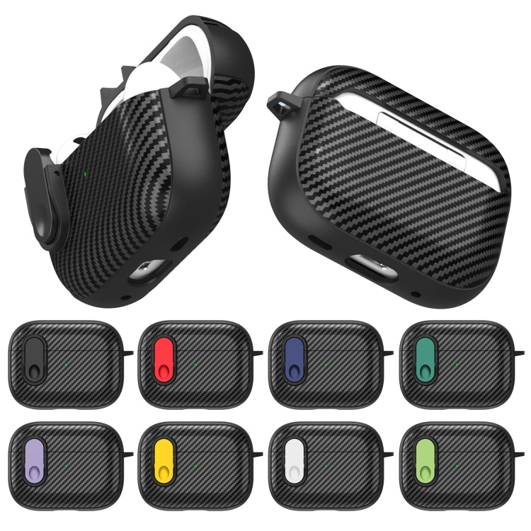 For AirPods 3 Carbon Fiber Texture Wireless Earphones Case with Security Lock(Blue)
