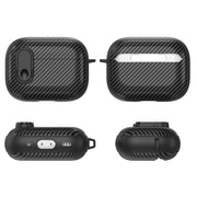 For AirPods Pro 2 Carbon Fiber Texture Wireless Earphones Case with Security Lock(White)