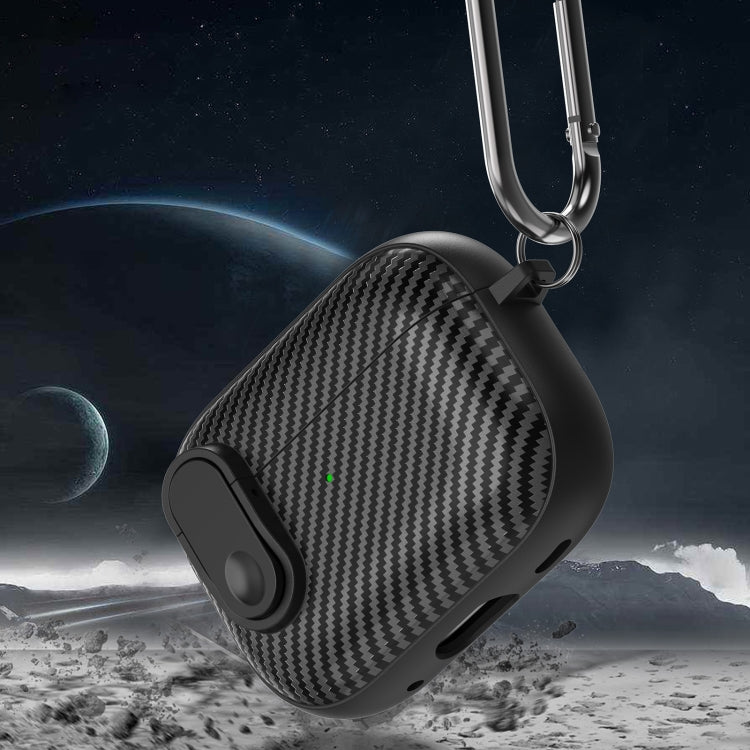 For AirPods Pro 2 Carbon Fiber Texture Wireless Earphones Case with Security Lock(White)