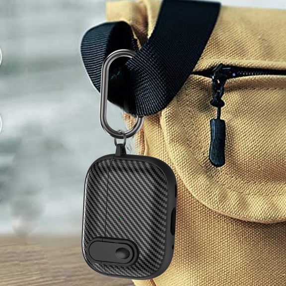 For AirPods Pro 2 Carbon Fiber Texture Wireless Earphones Case with Security Lock(White)
