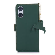 For Sony Xperia 5 V Genuine Leather Magnetic RFID Leather Phone Case(Green)