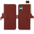 For Sony Xperia 5 V Genuine Leather Magnetic RFID Leather Phone Case(Coffee) - Sony Cases by PMC TechLife | Online Shopping South Africa | PMC TechLife | Buy Now Pay Later Mobicred