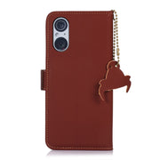 For Sony Xperia 5 V Genuine Leather Magnetic RFID Leather Phone Case(Coffee)