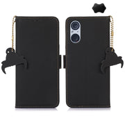 For Sony Xperia 5 V Genuine Leather Magnetic RFID Leather Phone Case(Black)