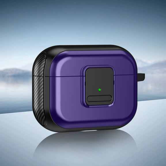 For AirPods Pro TPU + PC Wireless Earphones Case with Magnetic Switch(Purple)