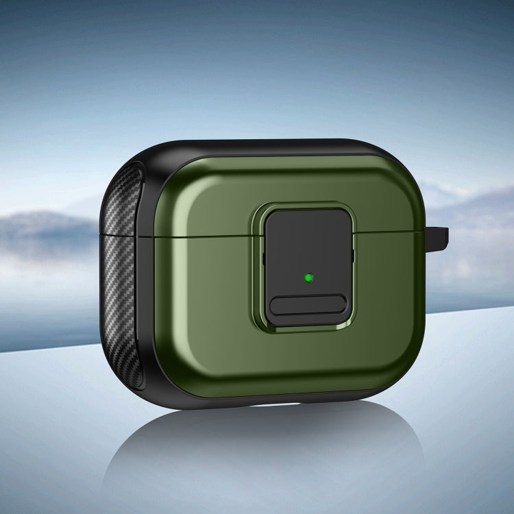 For AirPods Pro TPU + PC Wireless Earphones Case with Magnetic Switch(Army Green)